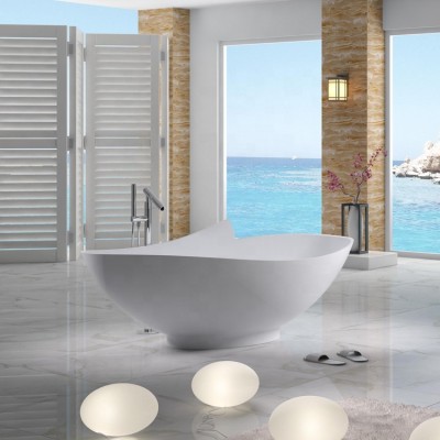 Solid Surface Freestanding Soaking Bathtub For 2 People