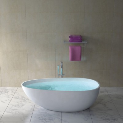 egg shaped cheap poly marble solid surface freestanding bathtub TC-S06