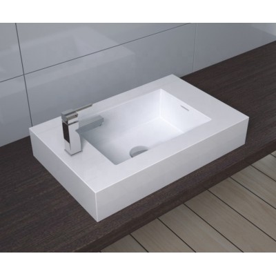 Small square stone resin countertop basin with faucet A5